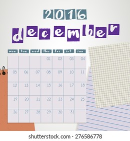 2016 Scrapbook Calendar : Vector Illustration