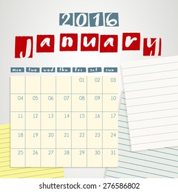 2016 Scrapbook Calendar : Vector Illustration