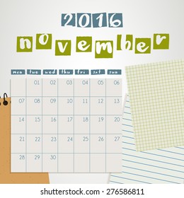 2016 Scrapbook Calendar : Vector Illustration