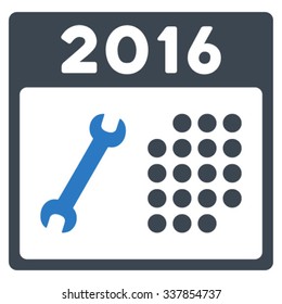 2016 Service Binder vector icon. Style is bicolor flat symbol, smooth blue colors, rounded angles, white background.
