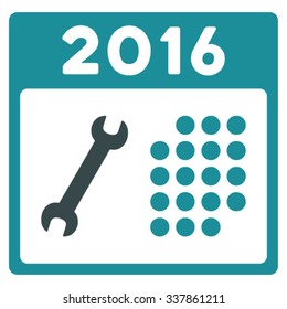 2016 Service Binder vector icon. Style is bicolor flat symbol, soft blue colors, rounded angles, white background.