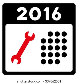 2016 Service Binder vector icon. Style is bicolor flat symbol, intensive red and black colors, rounded angles, white background.