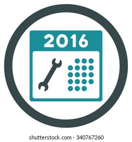 2016 Service Binder vector icon. Style is bicolor flat circled symbol, soft blue colors, rounded angles, white background.