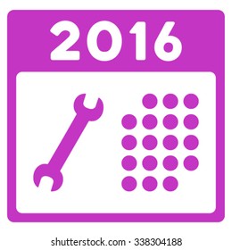 2016 Service Organizer vector icon. Style is flat symbol, violet color, rounded angles, white background.