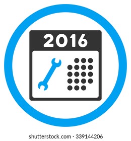2016 Service Organizer vector icon. Style is bicolor flat circled symbol, blue and gray colors, rounded angles, white background.