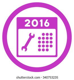 2016 Service Organizer vector icon. Style is flat circled symbol, violet color, rounded angles, white background.
