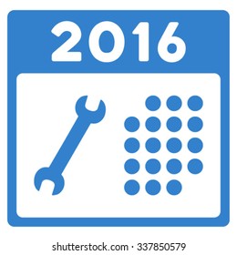 2016 Service Plan vector icon. Style is flat symbol, cobalt color, rounded angles, white background.