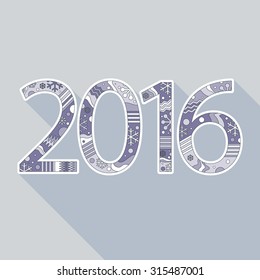 2016 with shadow on blue background.