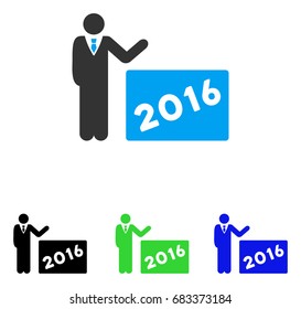2016 Show vector pictograph. Illustration style is a flat iconic colored symbol with different color versions.