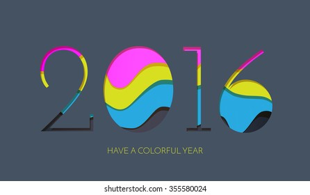 2016 silhouette cut out from paper. New Year greeting card, wallpaper. Paper concept.