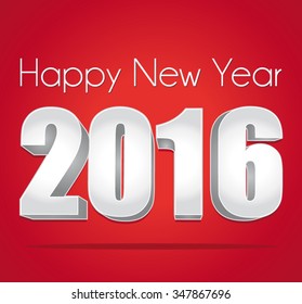 2016 Silver numbers on a red background. Happy New Year. Vector greeting card.