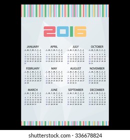 2016 simple business paper background wall calendar eps10