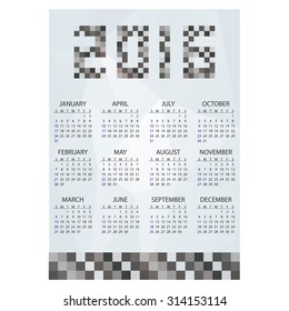 2016 simple business wall calendar gray-scale bricks eps10