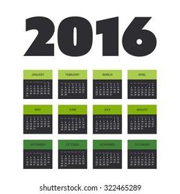 Diseño de calendario sencillo 2016
