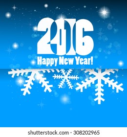 2016 with snowflakes. Vector