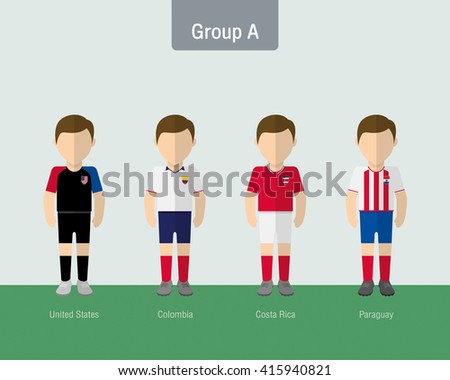 2016 soccer uniform group A. flat design.