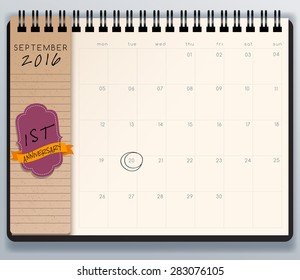 2016 Spiral Calendar Template. Vector Illustration