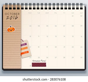 2016 Spiral Calendar Template. Vector Illustration