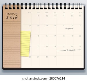 2016 Spiral Calendar Template. Vector Illustration