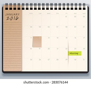 2016 Spiral Calendar Template. Vector Illustration