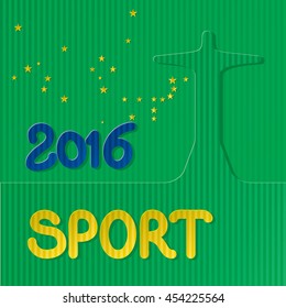 2016 Sport Colored Cardboard Imitation Composition - Blue Yellow and Green Elements on Green Background - Gradient Graphic and Flat Design