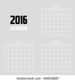 2016 SUMMER Calendar Planner Design.