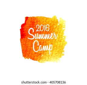 2016 Summer Camp.Watercolor splatters. Vector