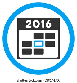 2016 Syllabus Day vector icon. Style is bicolor flat circled symbol, blue and gray colors, rounded angles, white background.