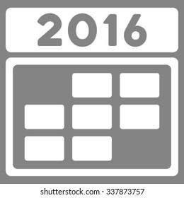 2016 Syllabus Grid vector icon. Style is flat symbol, white color, rounded angles, gray background.