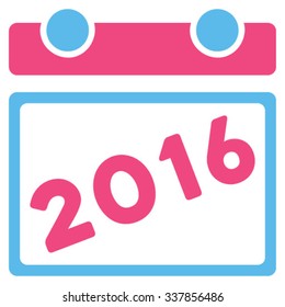 2016 Syllabus vector icon. Style is bicolor flat symbol, pink and blue colors, rounded angles, white background.