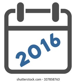 2016 Syllabus vector icon. Style is bicolor flat symbol, cobalt and gray colors, rounded angles, white background.