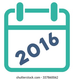 2016 Syllabus vector icon. Style is bicolor flat symbol, cobalt and cyan colors, rounded angles, white background.