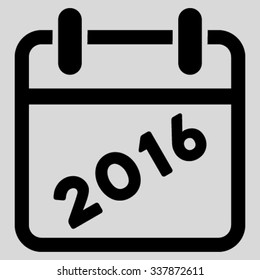 2016 Syllabus vector icon. Style is flat symbol, black color, rounded angles, light gray background.