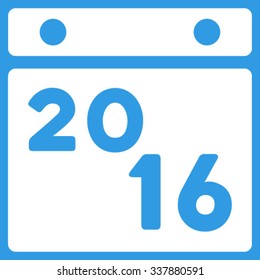 2016 Syllabus vector icon. Style is flat symbol, white color, rounded angles, blue background.