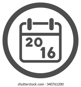 2016 Syllabus vector icon. Style is flat circled symbol, gray color, rounded angles, white background.