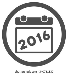 2016 Syllabus vector icon. Style is flat circled symbol, gray color, rounded angles, white background.