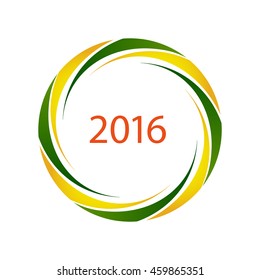 2016 symbol with Brazilian flag colors, vector