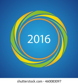 2016 symbol with Brazilian flag colors, vector