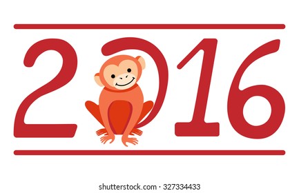 2016 symbol with cute monkey instead of zero.