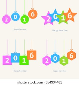 2016 Text and Happy New Year Greeting Card Collection