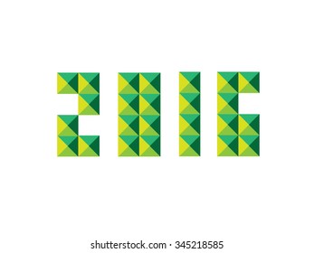 2016 text with square green polygon 