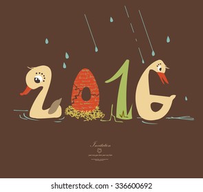 2016 two ducks and one egg creative vector design 
