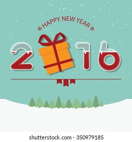2016 typography for happy new year ornament.  Vector Illustration