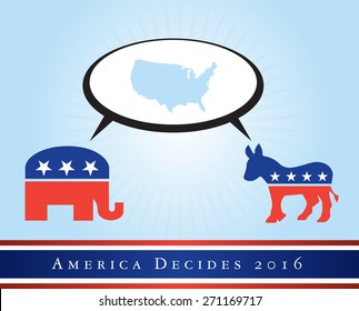 2016 USA Presidential Election Poster Or Sticker, With A Map Of The US In The Middle. Vector File Available. 