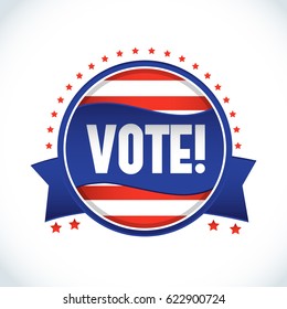 2016 usa presidential election vote label in form of circle on white background flat vector illustration