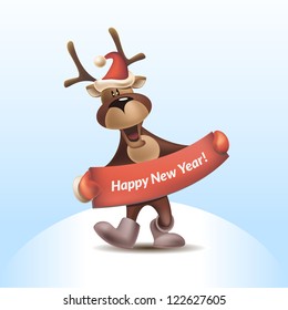 2016 Vector Illustration of Deer with Congratulation