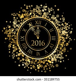 2016 - Vector shiny New Year Clock