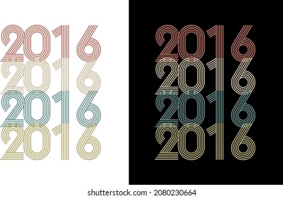 2016 Vector Vintage Birthday Date Year Line Font Retro Tshirt Design