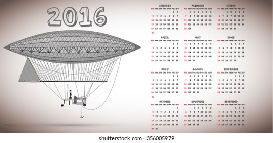 2016 vintage balloon calendar