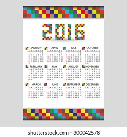 2016 wall block color calendar from little numbers eps10